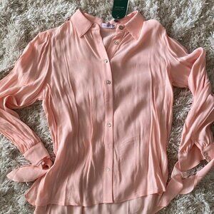 Lightweight Blush-peach Button-down Blouse